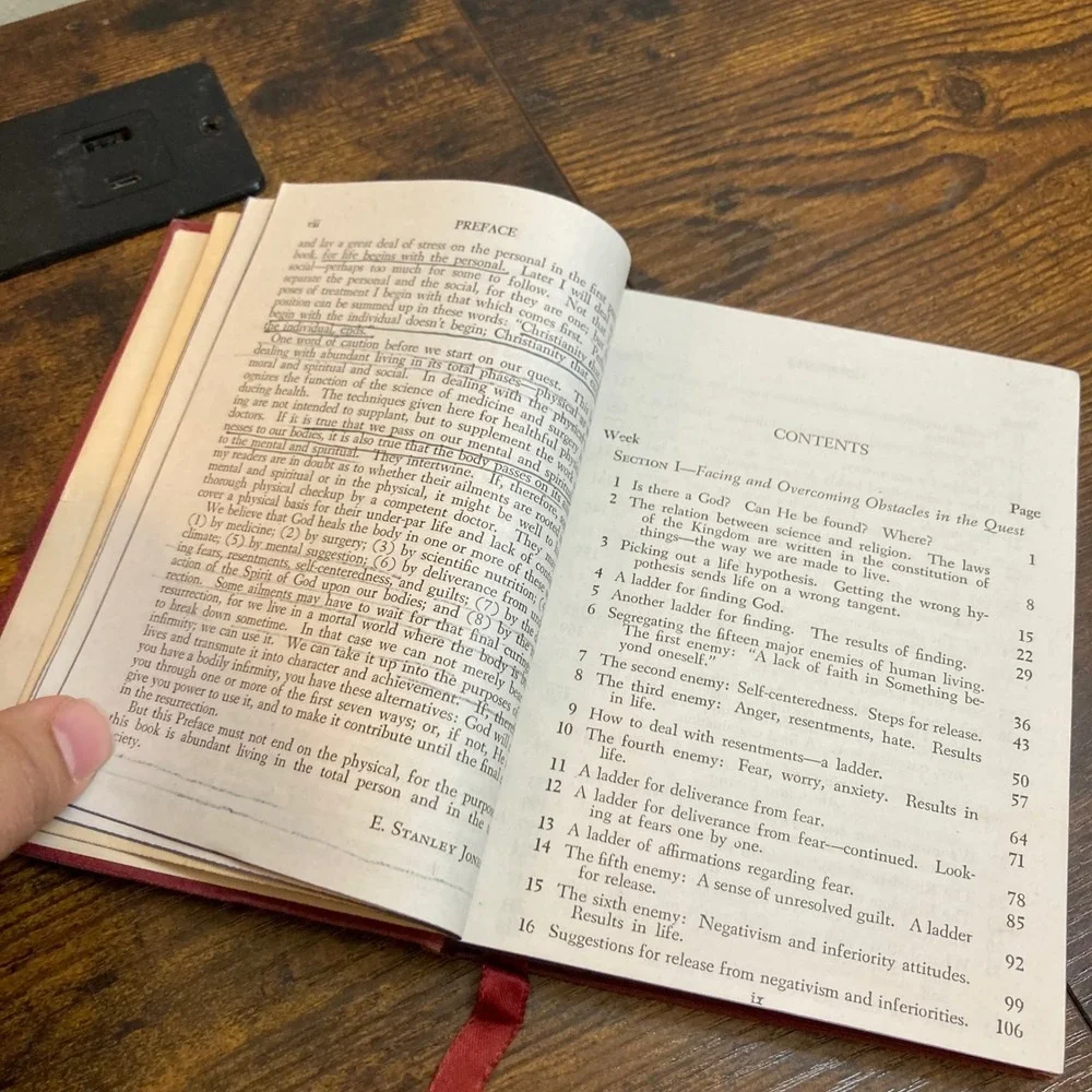 Abundant Living E. Stanley Jones 1942 Hardcover Vintage Religious Devotional
